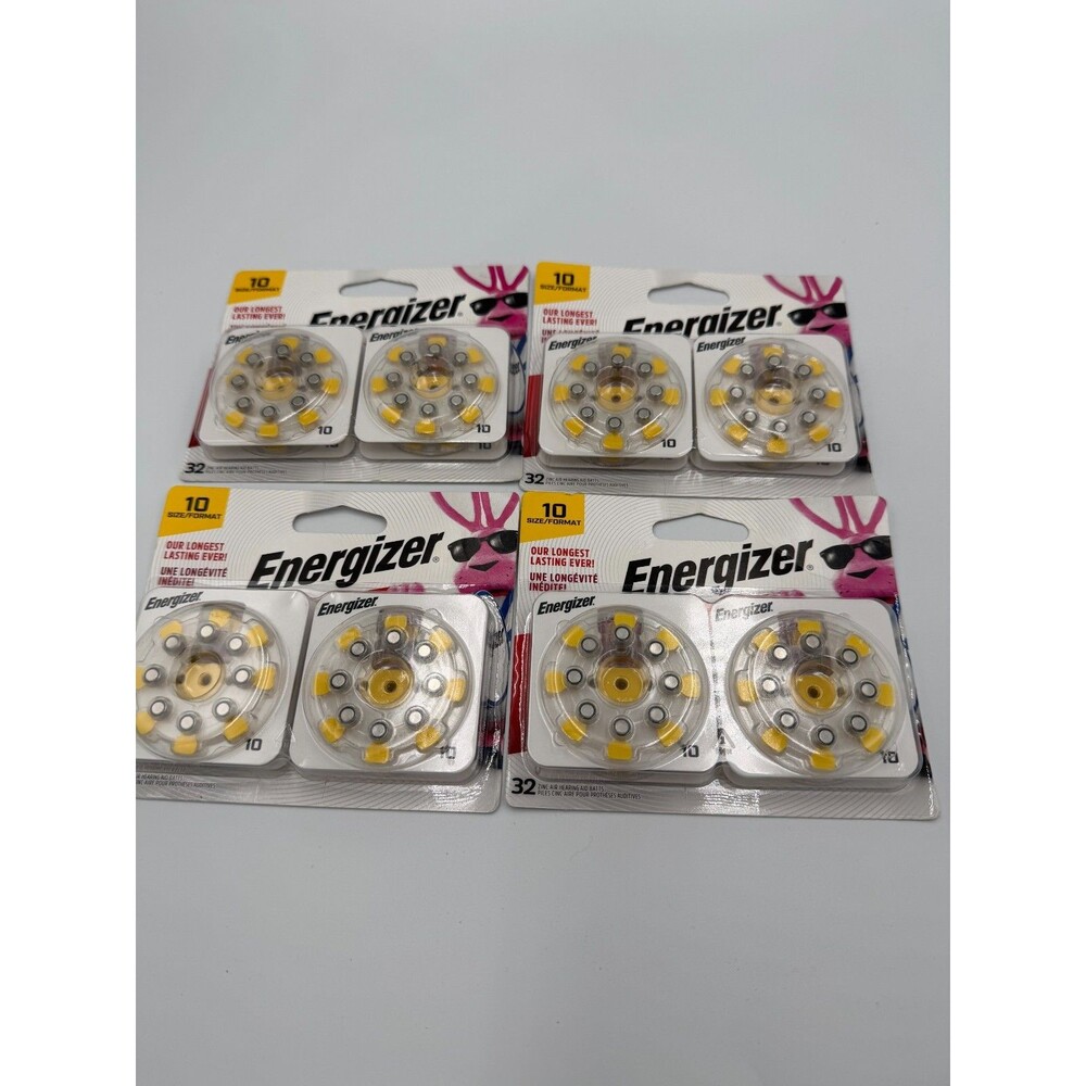 4 Pack Energizer Size 10 Hearing Aid Batteries, 32 Count Each  (128 Total) - New
